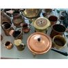 Image 5 : ASSORTED ITEMS INCLUDING; COPPER DISHWARE, BRONZE TEAPOT, BRONZE POT & MORE (TABLE NOT INCLUDED)