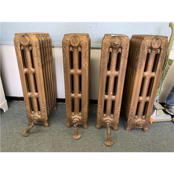 4 ASSORTED PAINTED CAST IRON RADIATOR HEATERS