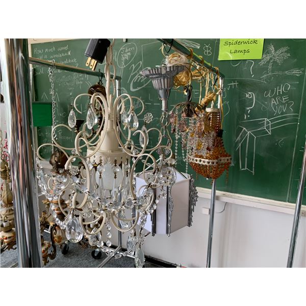 RACK OF 6 ASSORTED CHANDELIERS