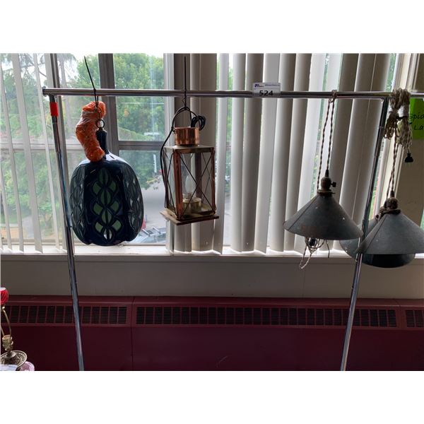 RACK OF 5 ASSORTED HANGING LAMPS
