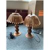 Image 1 : 2 WOOD TABLE LAMPS WITH SHADES