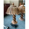 Image 2 : 2 WOOD TABLE LAMPS WITH SHADES