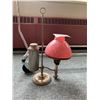 Image 1 : VINTAGE PINK GLASS LAMP WITH SHADE