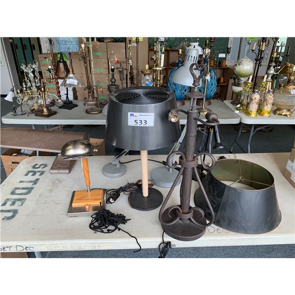 ASSORTED LAMPS SOME WITH SHADES (TABLE NOT INCLUDED)
