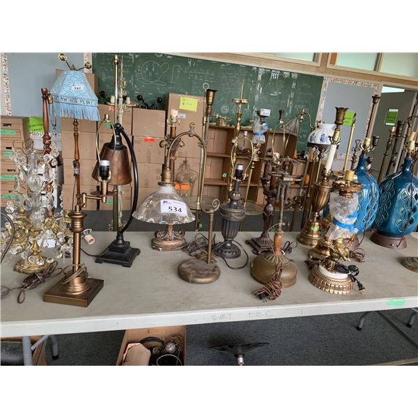 ASSORTED LAMPS & SCONCES (TABLE NOT INCLUDED)