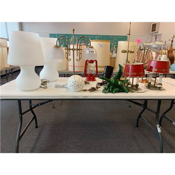 ASSORTED LAMPS (TABLE NOT INCLUDED)