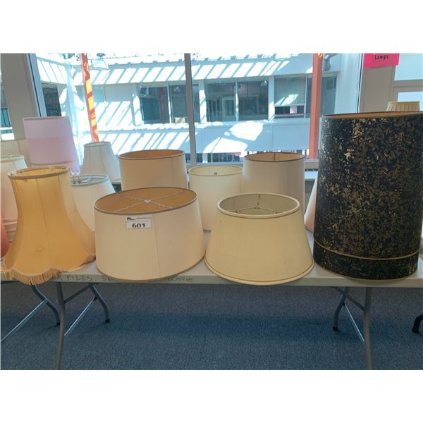 ASSORTED LAMP SHADES (TABLE NOT INCLUDED)