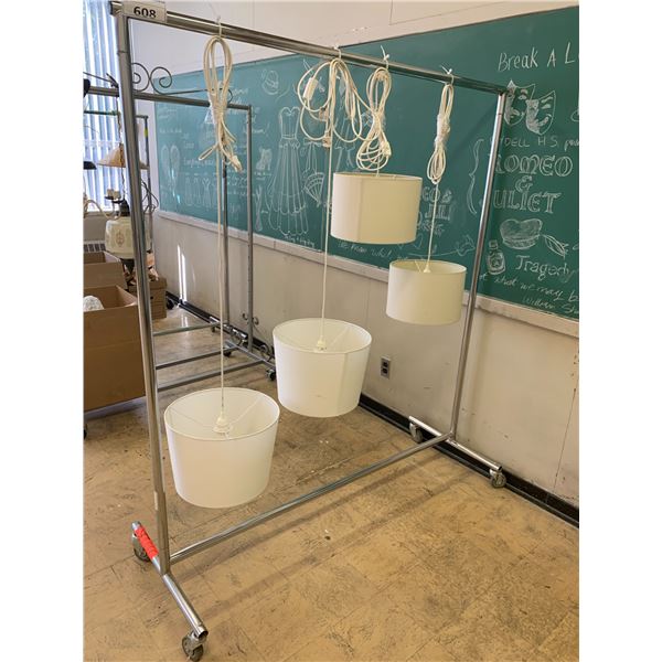 RACK OF 4 HANGING LAMPS WITH SHADES