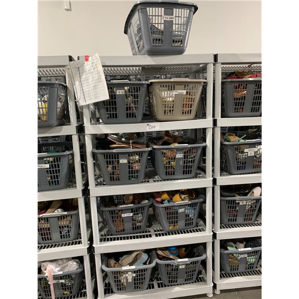 *L2* 9 BINS OF ASSORTED SHOES (RACK NOT INCLUDED)