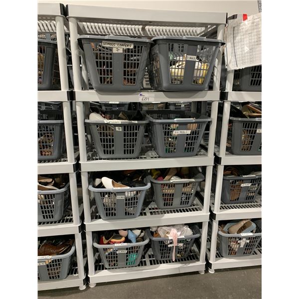 *L2* 8 BINS OF ASSORTED SHOES (RACK NOT INCLUDED)