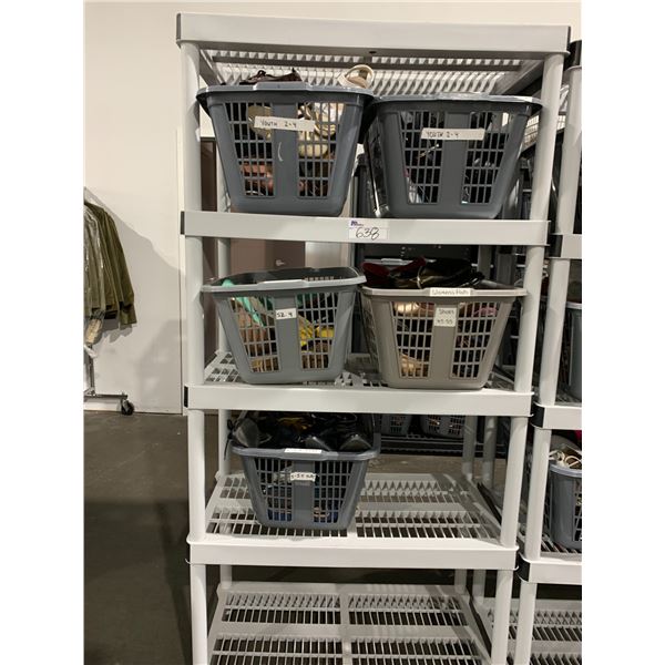 *L2* 5 BINS OF ASSORTED SHOES (RACK NOT INCLUDED)