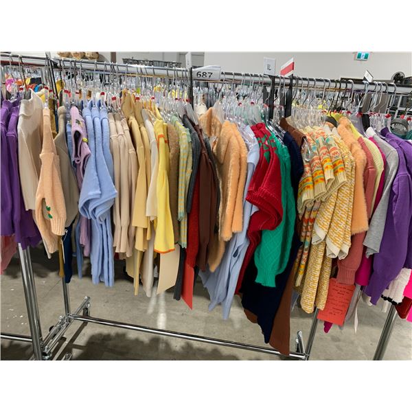 *L2* RACK OF ASSORTED SWEATERS (RACK NOT INCLUDED)