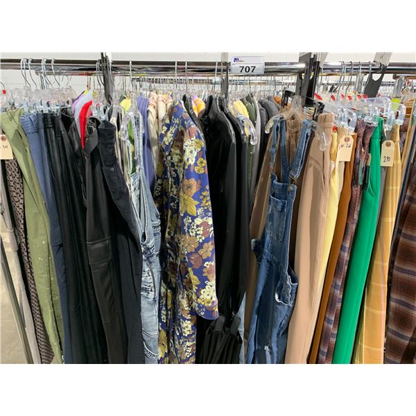 *L2* RACK OF ASSORTED PANTS, LEATHER BODY SUITS & OVERALLS (RACK NOT INCLUDED)