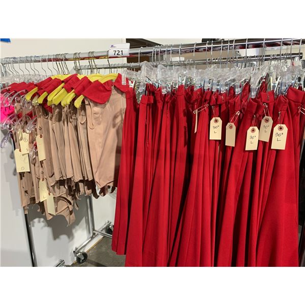 *L2* RACK OF 30" L RED SKIRTS, ASSORTED SINGLETS & UNDERWEAR (RACK NOT INCLUDED)
