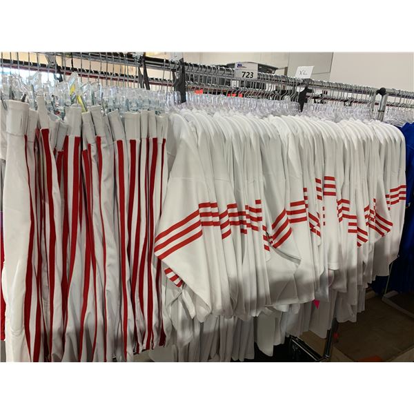 *L2* RACK OF ASSORTED FOOTBALL JERSEYS & ATHLETIC WARM-UP PANTS (RACK NOT INCLUDED)