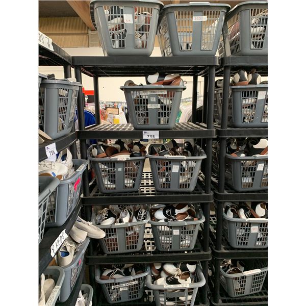 *L2* 9 BINS OF ASSORTED SHOES (RACK NOT INCLUDED)