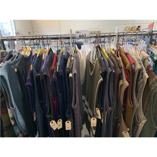 *L2* RACK OF ASSORTED KNITTED VESTS (RACK NOT INCLUDED)