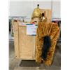 Image 1 : *L2* LARGE WOOD CRATE WITH GIANT TITAN HEAD & HORSE COSTUMES APPROX 44"X88"X44" (RACK UNDER CRATE...