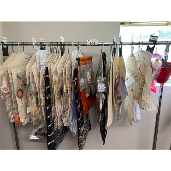 *L2* RACK OF ASSORTED RINGS, SCARF CLIPS, EARRINGS, BROOCHES & MORE (RACK NOT INCLUDED)