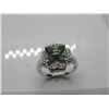 Image 1 : 14K WG Diamond/Emerald Ring w/4 Oval Emeralds and 12 Round Diamonds 4.1g -