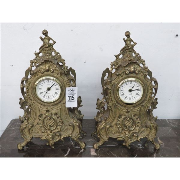 2-Uranio Cast/Brass Ornate Mantle Clock - 2 X $