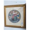 Image 1 : Framed Round Cherub Painting - 30 x 30