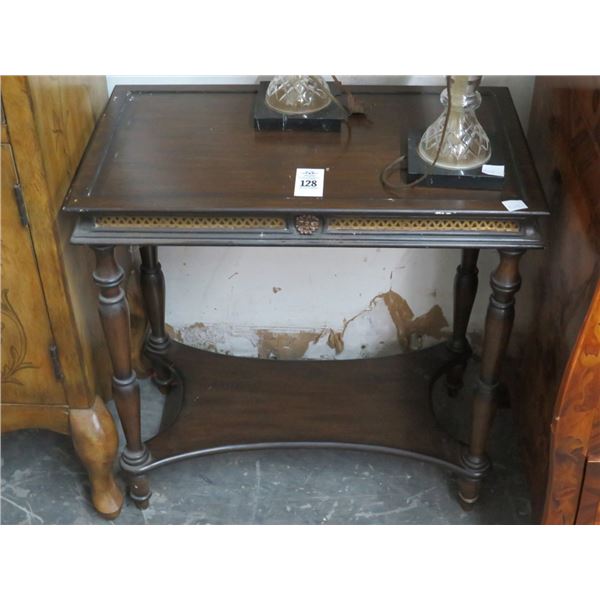 Ornate Small Mahogany Side Table w/Undershelf