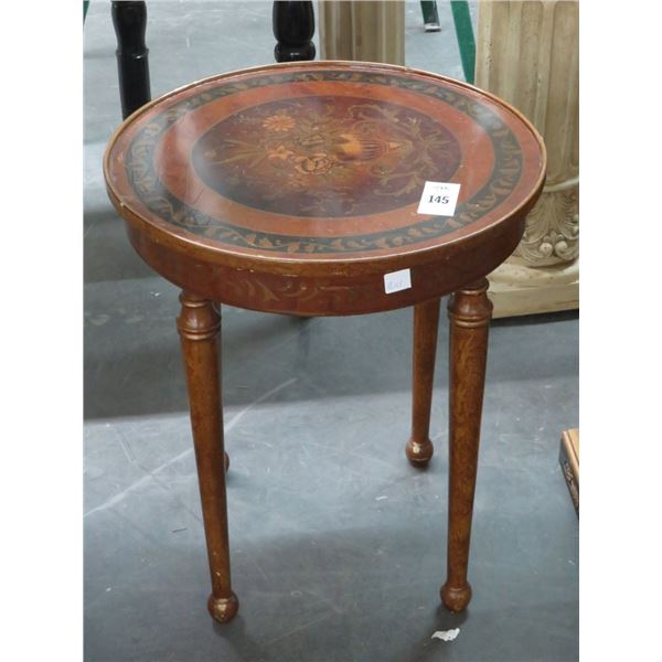 Ornate Painted Round Side Table