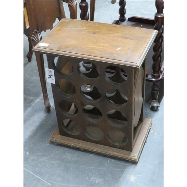 Carved Oak Wine Storage Side Table