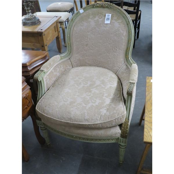 Carved Grey Padded Armchair