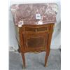 Image 1 : Ornate Brass Trim Burl Marble Top Hall Cabinet