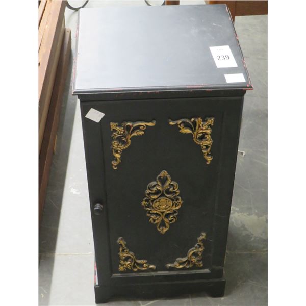 Ornate Black Gold Trim Pedestal Cabinet