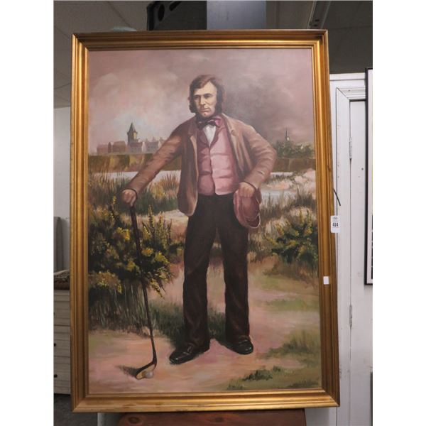 Large Oil On Canvas of Vintage Golfer - 40 x 50