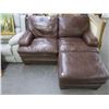 Image 3 : Mocha Leather Loveseat w/Ottoman