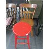 Image 1 : Red Stool and Maple Dining Chair