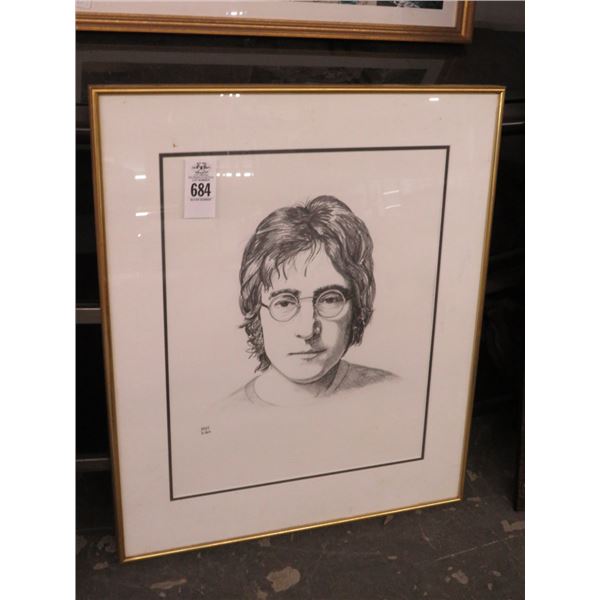 John Lennon Framed Sketch - 20 x 24