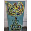 Image 1 : Unframed Oil on Canvas - Abstract Flower - Signed Robertson 18" x 40"