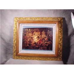 Gold plaster & oak picture frame