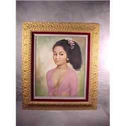Framed print on canvas-Asian girl