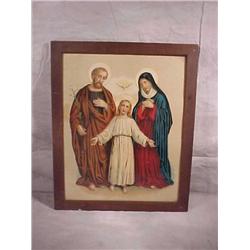 Framed print in old wood frame