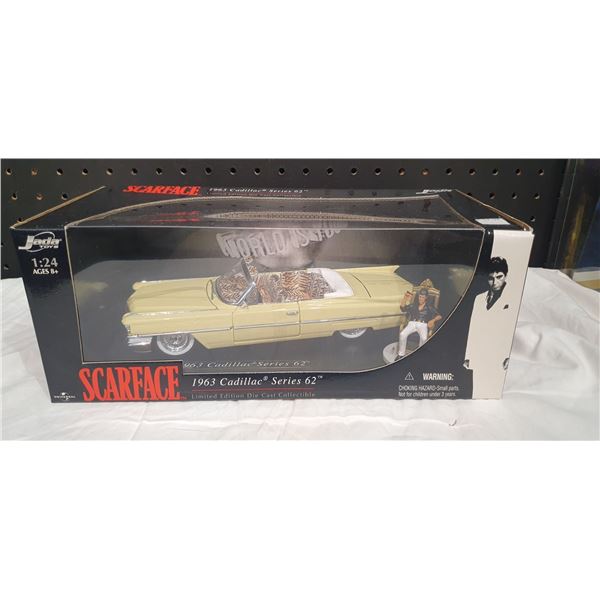  Scarface  - Limited Edition 1963 Cadillac Series 62  Cream Puff  1:24 Scale Collectible Die-Cast Ca