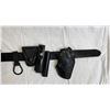 Image 3 : Police Utility Belt Kit - includes leather belt/ magazine pouch/ radio pouch w/ walkie talkie/ cuff