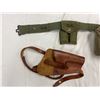 Image 2 : US military soldier utility belt kit - includes 2 leather gun holster/ water bottle holder/ magazine