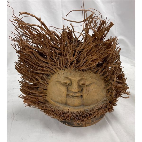 Custom-made bamboo root Buddha head