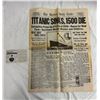 Image 1 : April 16, 1912 The Boston Daily Globe Antique Newspaper with Titanic Sinks, 1500 Die headline and Ca