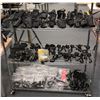 Image 1 : Rack full of assorted Police utility gear - includes shelf full of assorted leather gun holsters/ be