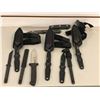 Image 1 : Group of assorted throw knives - includes Sting 2020 CRKT/ Cold Steel Peacemaker III/ prop rubber kn
