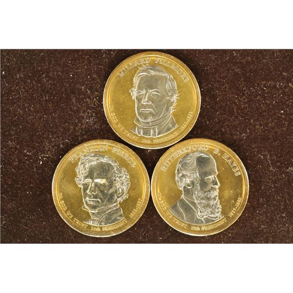 3-PRESIDENTIAL DOLLARS WITH SILVER ACCENTS: