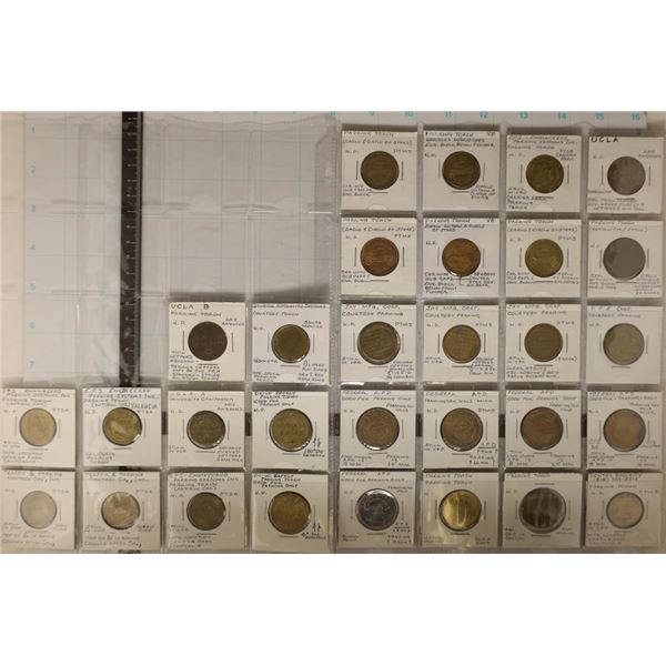 30 VINTAGE METAL PARKING TOKENS MOSTLY FROM