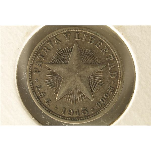 1915 CUBA SILVER 10 CENTAVOS (EXTRA FINE) WATCH